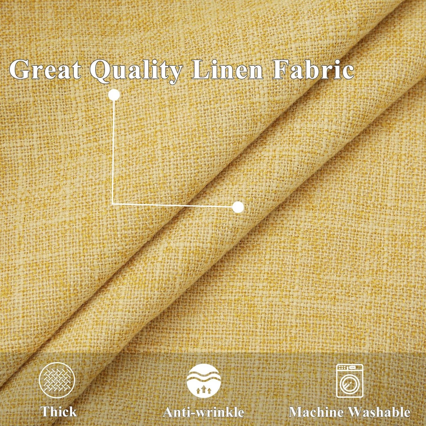 decorUhome Decorative Outdoor Throw Pillow Covers 12x20 Set of 2, Lumbar Linen Rustic Neutral Farmhouse Pillow Covers with Stitched Edge for Couch, Sofa, Living Room, Mustard Yellow