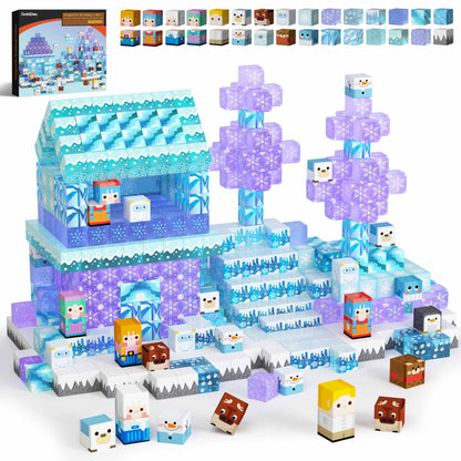 GobiDex 100PCS Magnetic Blocks Kid Building Toys for 3+ Years Old Girls, Upgraded STEM Sensory Gifts for Princess, Kids Magnets Game for Toddler