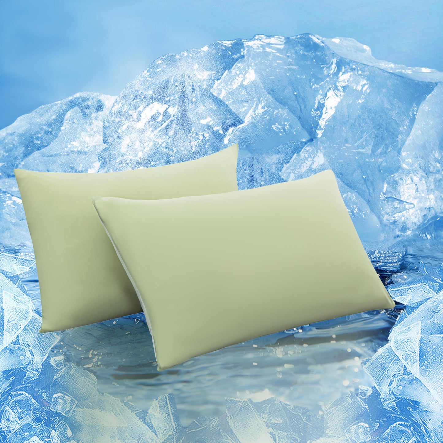 TELUS Cooling Pillowcases Standard Size 2-Pack, Silky Soft Breathable Pillow Case with Envelope Close, Stay Cool Pillow Cover for Hot Sleepers and Night Sweats, 20x26 Inch, Green