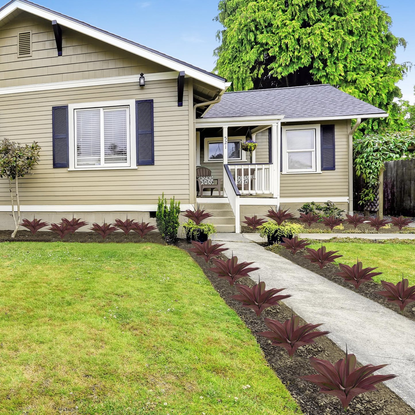 Ttranewsoo Fake Plants Artificial Agave Plants 13.8" Large UV Resistant Fake Agave Planters for Indoor and Outdoor Decorating Tropical Plant Succulents Greenery Indoor Decor(2Pack, Purple