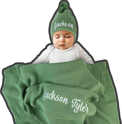 Personalized Baby Blanket, 100% Organic GOTS Certified Cotton, Customized Swaddle Blanket with Name, Receiving Blankets for Boys and Girls, Perfect Custom Gifts for Newborns, Kids and Baby Showers