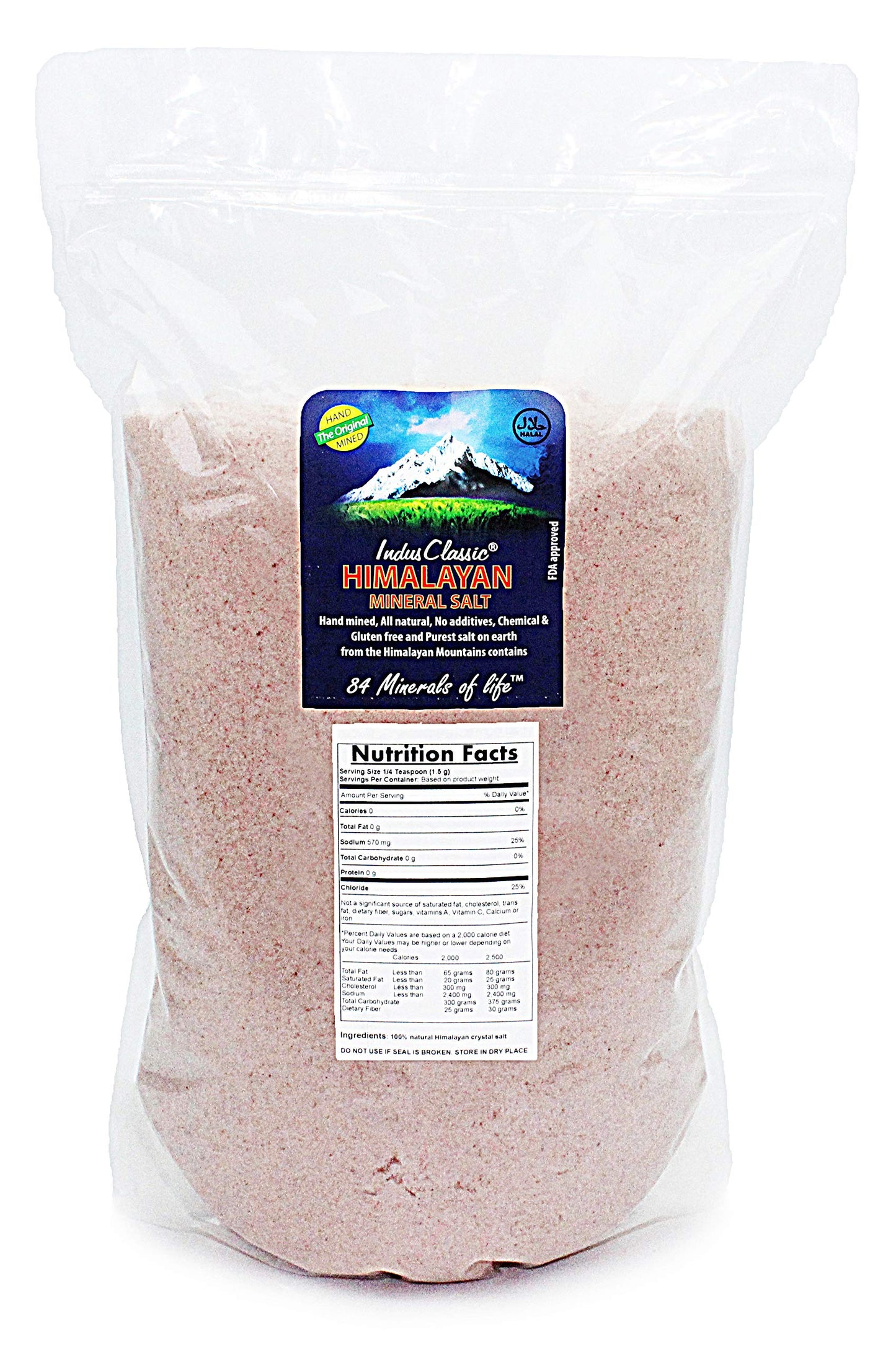 IndusClassic Kosher Pure Natural Halall Unprocessed Himalayan Edible Pink Cooking Sea Salt --- 20 lbs Fine Grain 0.5~1mm