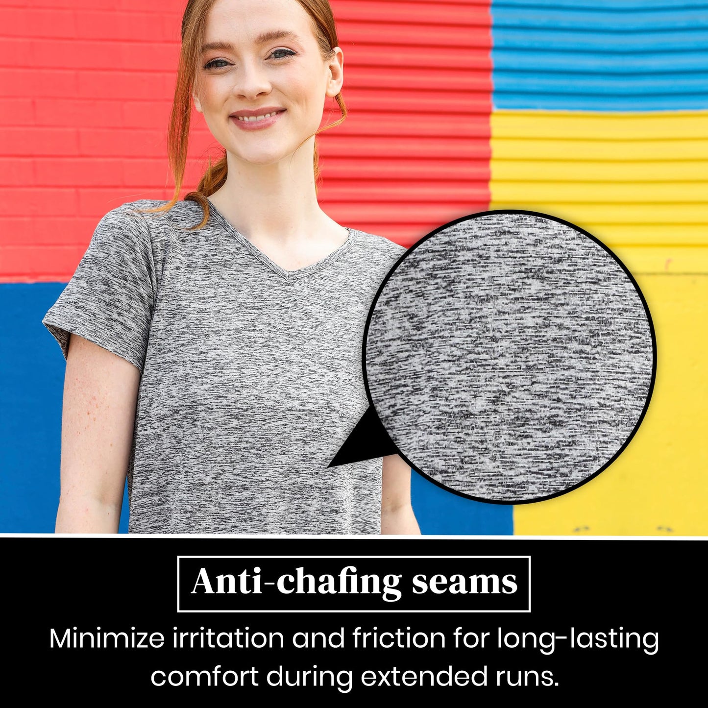 5-Pack Workout Tops for Women – Short Sleeve V-Neck Dry-Fit Moisture-Wicking Women's Activewear T-Shirts for Gym Yoga Running