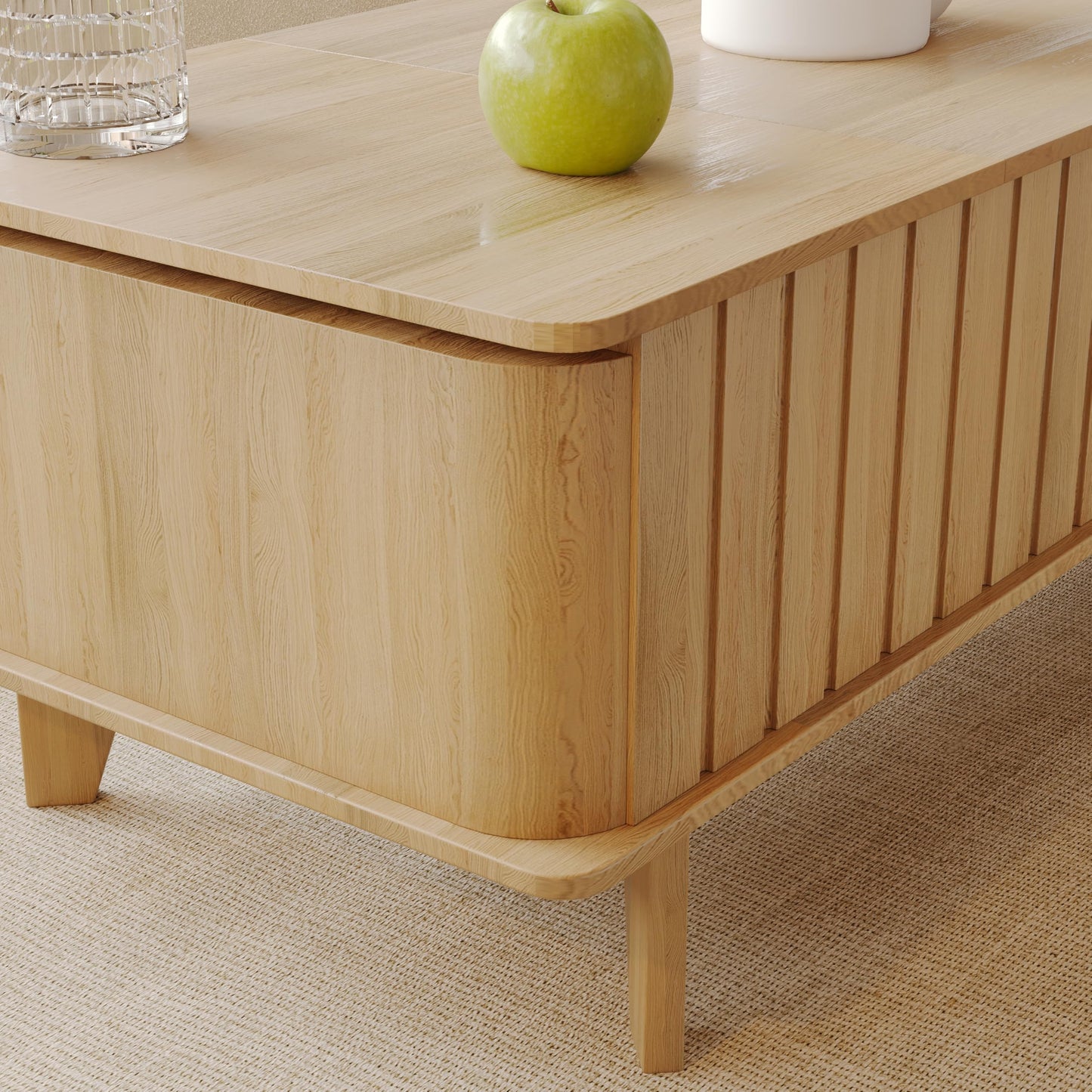 Jartoil Extendable Coffee Table with Storage, Wood Coffee Table with Hidden Compartment, Expandable Coffee Tables with Side Table for Living Home(Natural)