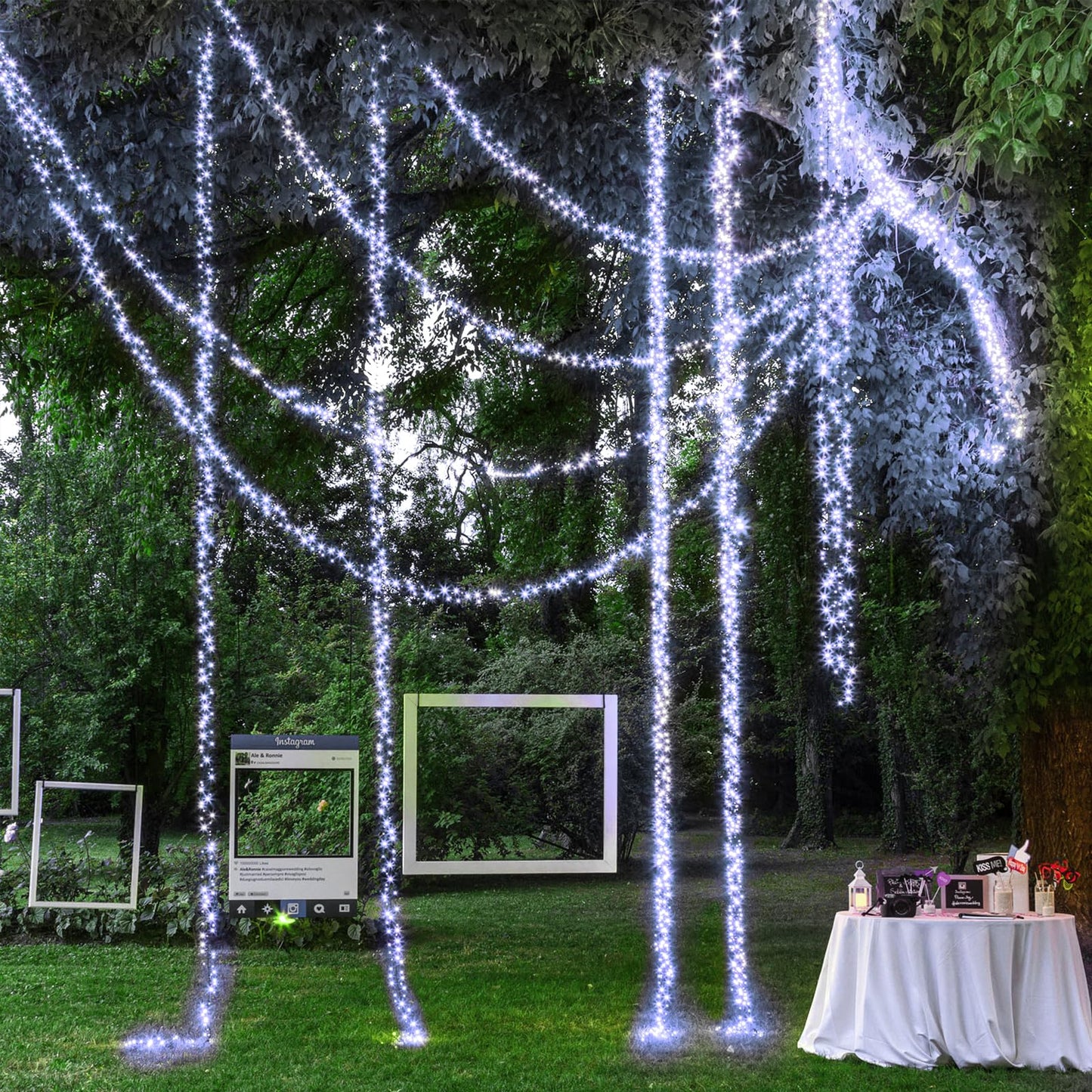 Christmas Lights Outdoor, 100FT 300 LED Christmas String Lights with 8 Modes Waterproof, Plug in Connectable Twinkle Light Green Wire for Tree Yard Wedding Holiday Decorations, White