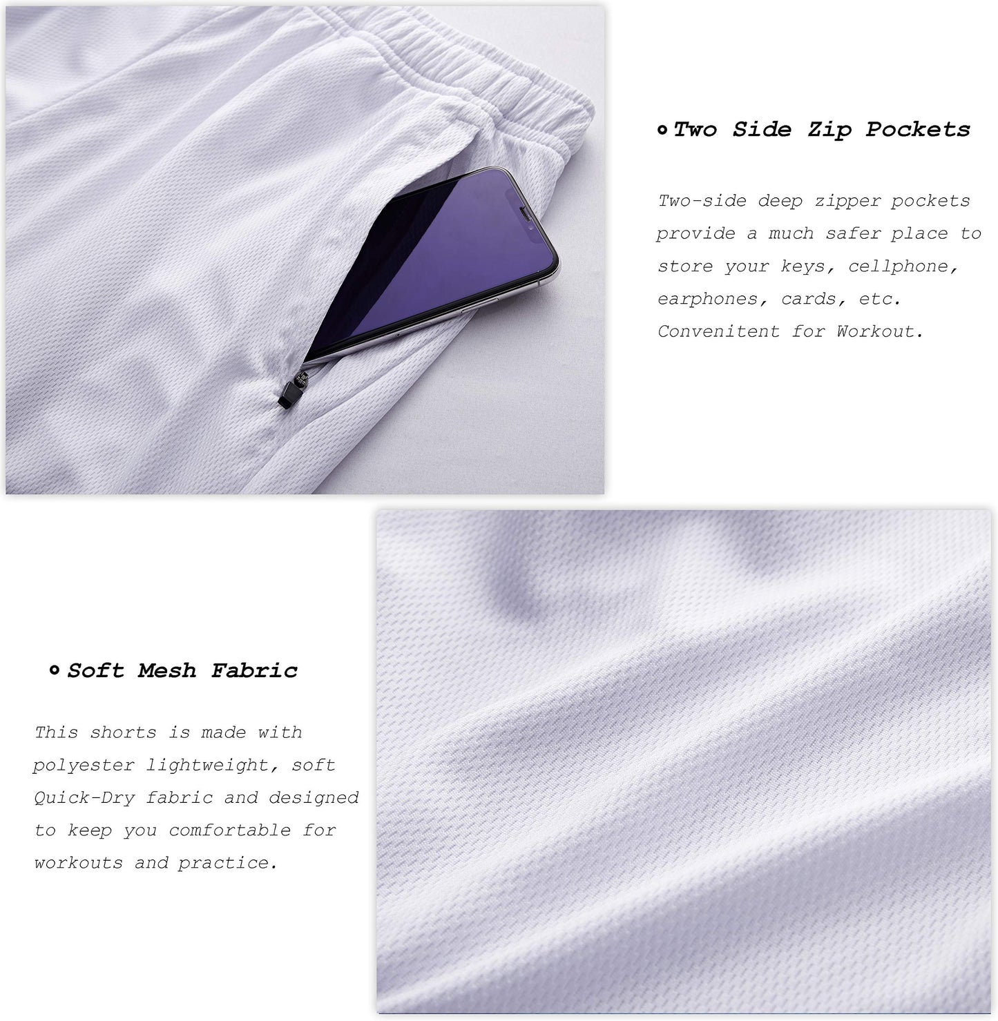 G Gradual Men's 2 Pack 7" Workout Running Shorts Quick Dry Lightweight Gym Shorts with Zip Pockets (2 Pack: Black/White Large)