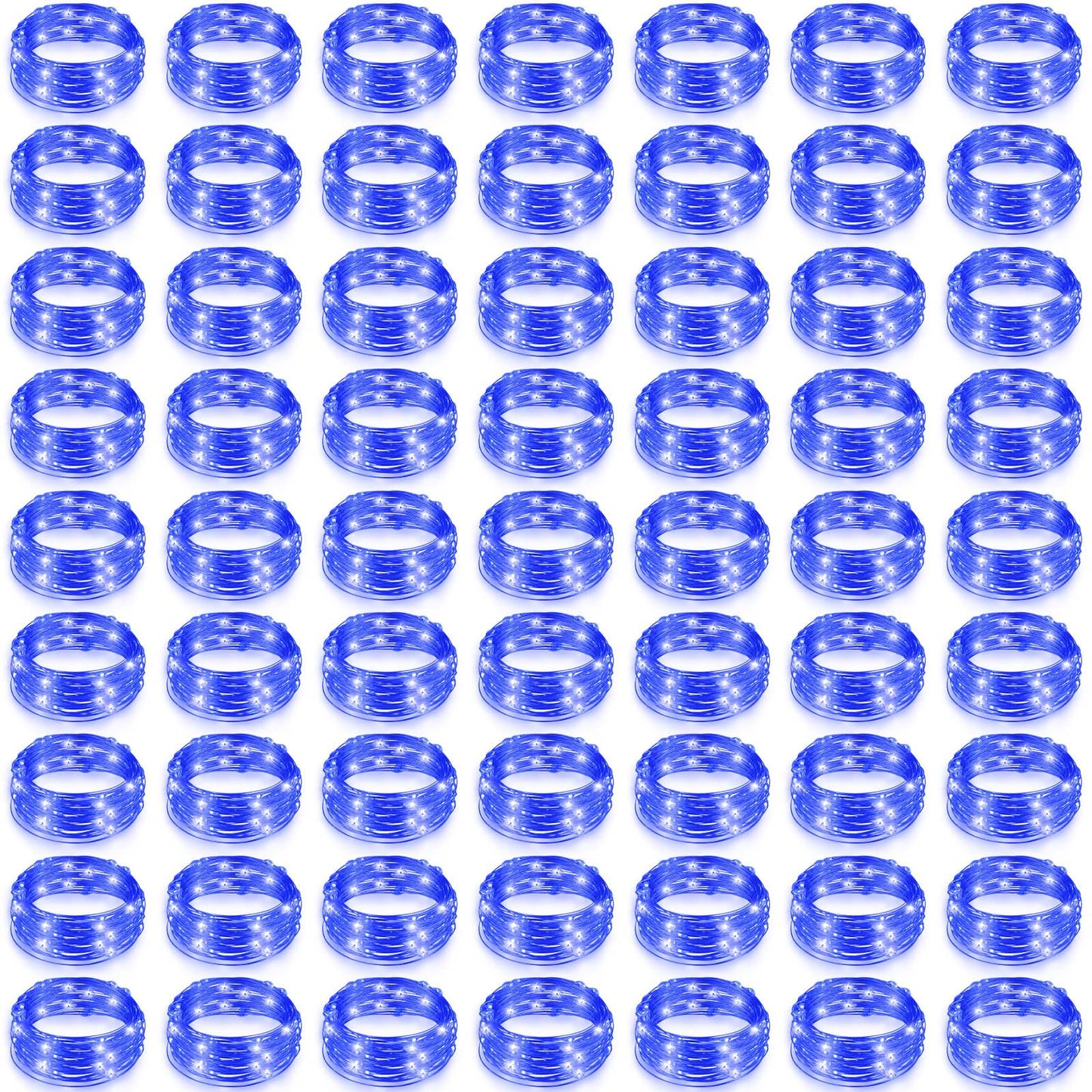 Hortsun 100 Pack Fairy Lights Battery Operated 3 Speed Modes, 7 Ft/ 2 M 20 LED Battery String Mini Waterproof Wire Twinkle Lights Party Favors for Wedding Birthday Vases Flower Decor(Blue Light)