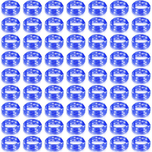 Hortsun 100 Pack Fairy Lights Battery Operated 3 Speed Modes, 7 Ft/ 2 M 20 LED Battery String Mini Waterproof Wire Twinkle Lights Party Favors for Wedding Birthday Vases Flower Decor(Blue Light)