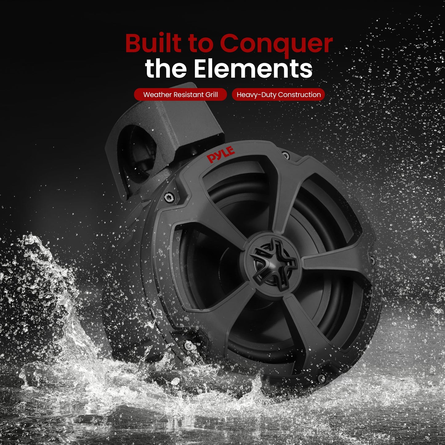 Pyle 6.5" Water-Resistant Off-Road Speakers - 2 Channel Rated Amplifier - ATV, UTV, 4x4, Jeep, Wired RCA, for Boat Stereo Speaker and Other Watercraft (1200 Watts)