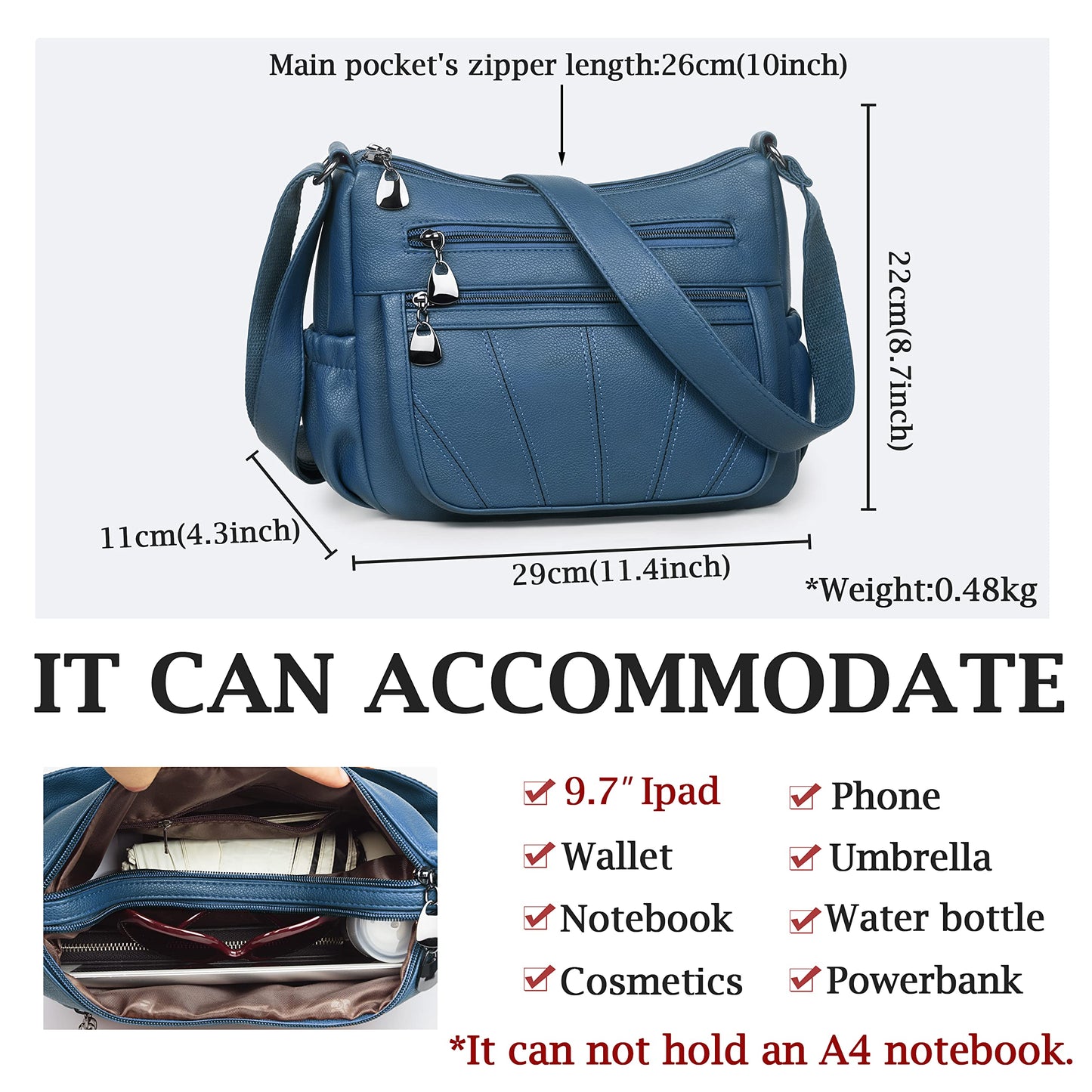 Crossbody Purse for Women Ladies Soft PU Leather Shoulder Bag Medium Roomy Handbag Fashion Tote Top Handle Satchel