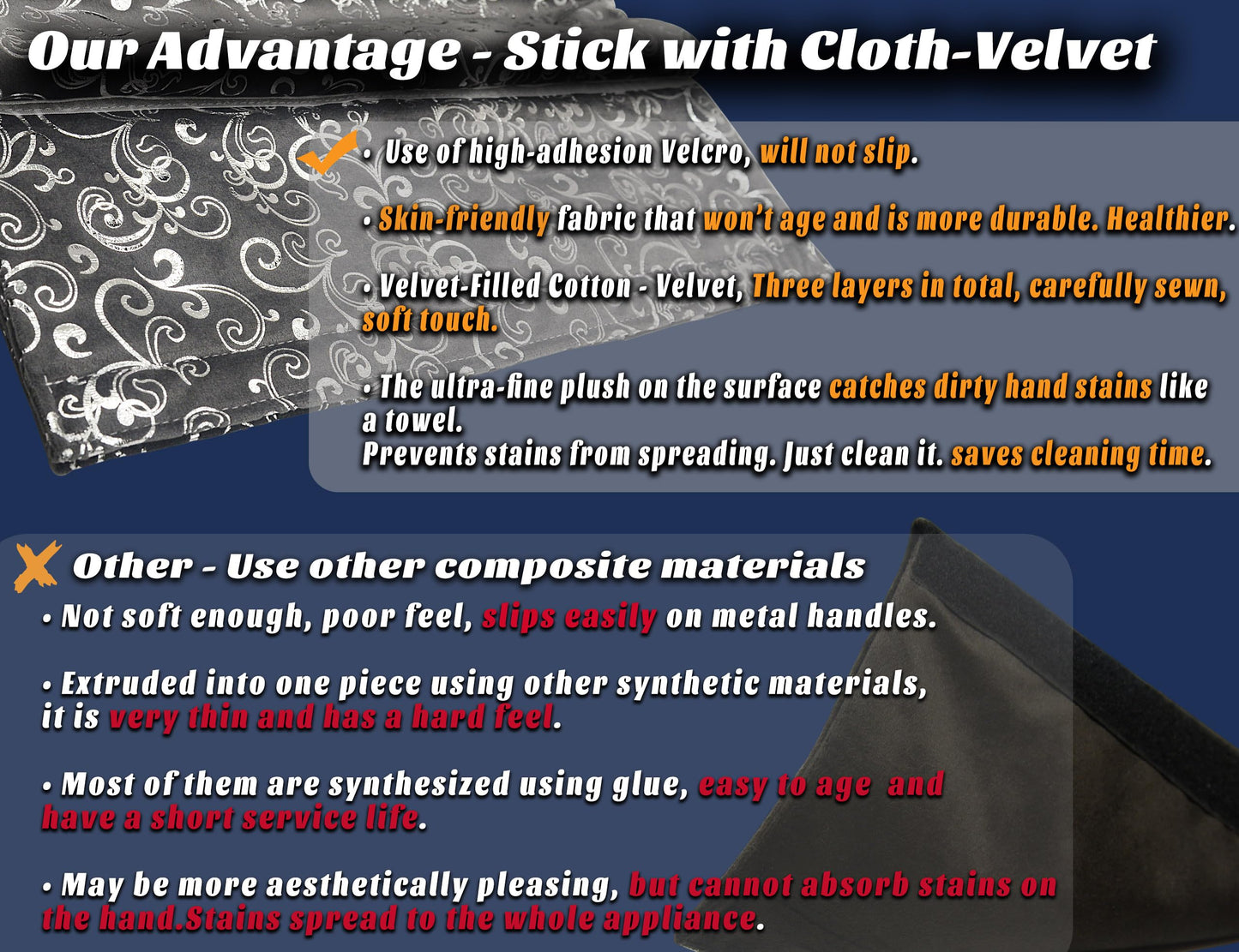 Volecy Refrigerator Door Handle Covers, Set of 6 Velvet Appliance Handle Covers Keep Appliance Clean for Fridge Microwave Stove Bathroom Catch Stains Dust Fingerprint Prevent Spread (Printed Blue)