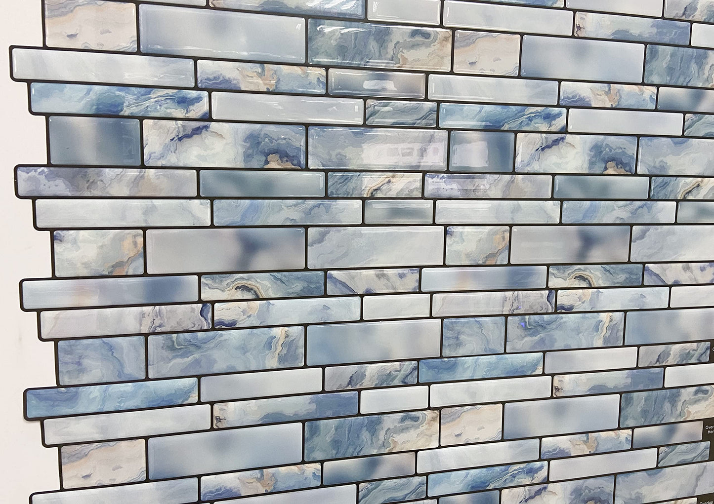 Miscasa 10-Sheet Peel and Stick Backsplash Tile, Blue Marble Stone Self Adhesive Removable Tiles for Kitchen Bathroom, 12"x12"