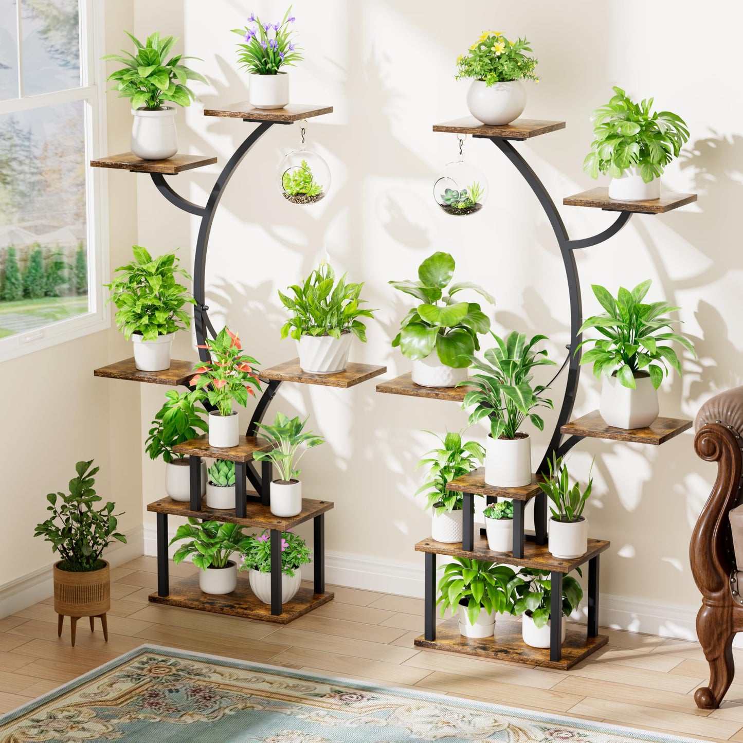 Plant Stand Indoor with Grow Light, 47" Corner Plant Stands for Indoor Plants Multiple, 7 Tiered Metal Plant Shelf Indoor Display Rack Holder, Flower Stand for Living Room, Balcony, Garden, Patio