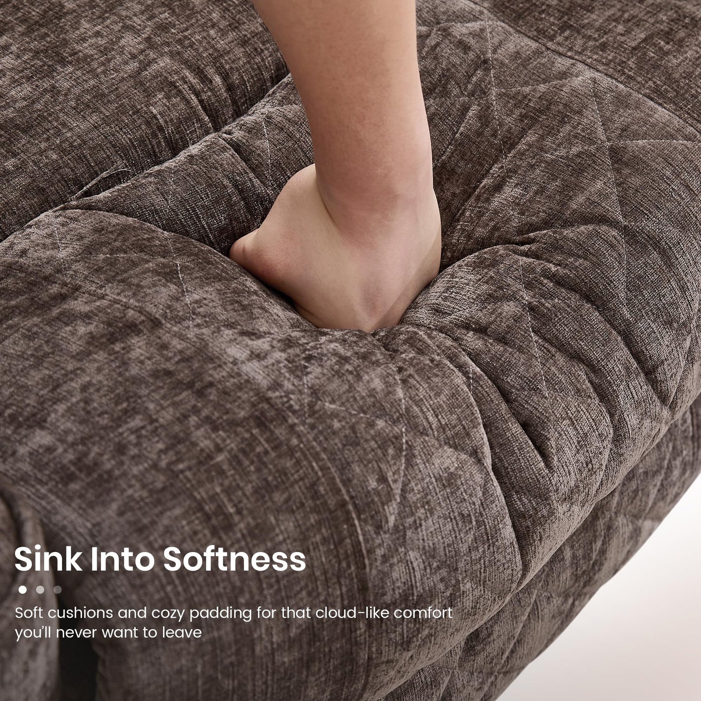 Keydo Rocker Recliner with Cup Holder, Manual Rocking Reclining Chairs for Living Room, Morden Home Theater Lounge Seating, Soft Padded Seat for Comfort (Fabric,Brown)