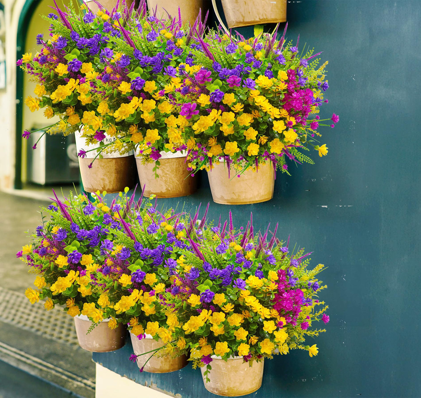 TSTWETO Artificial Flowers for Outdoors, 20 Bundle Artificial Plants Outdoor Fake Flowers UV Resistant, Outdoor Fake Plants Plastic Faux Flowers for Porch Window Box Garden