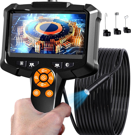 Endoscope Camera with Light, 1080P HD Borescope with 8 Adjustable Lights, 4.3" Endoscope with 16.4ft Semi-Rigid Snake Camera, IP67 Waterproof Borescopese for Sewer, Cool Gadgets & Tools for Men
