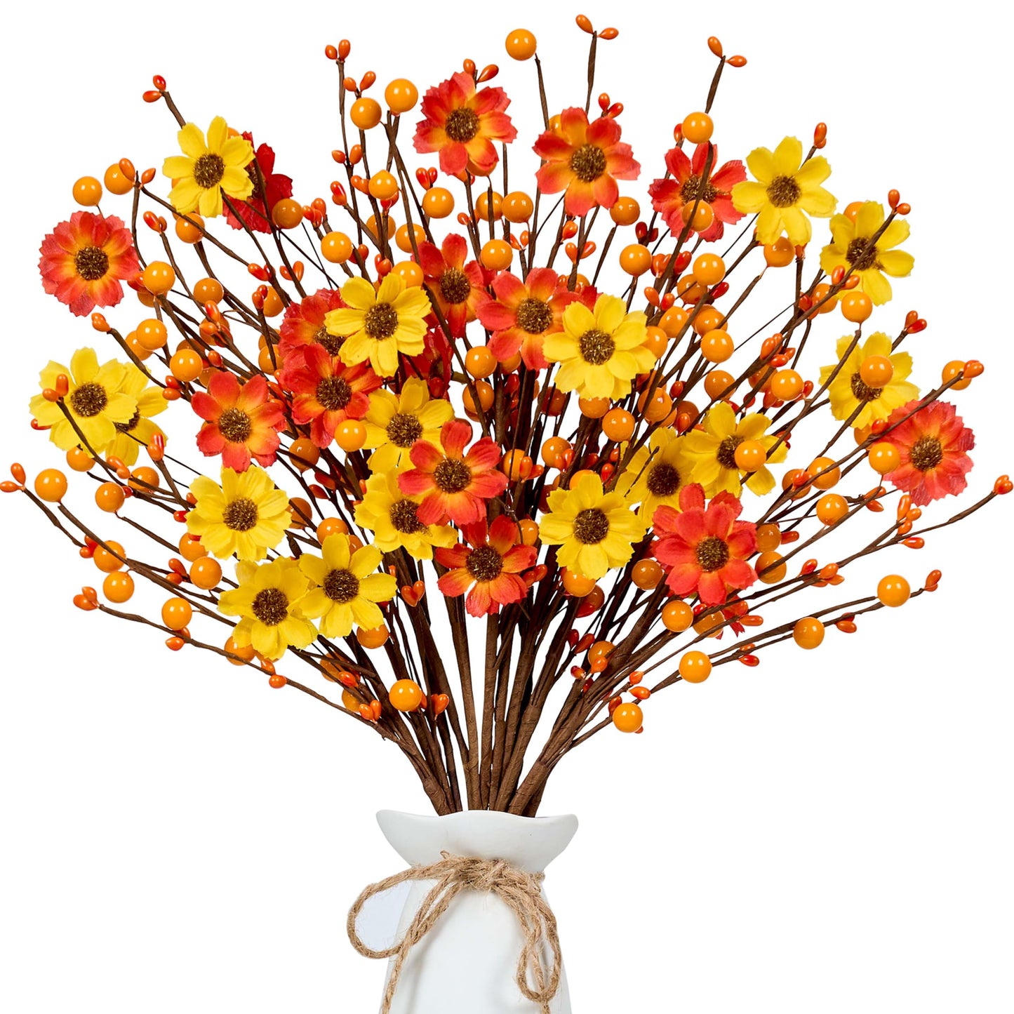 MAINGKAUNG Fall Floral Stems 12PCS Fall Floral Picks 17 Inch Autumn Berry Stems with Berries for Autumn Flower Arrangements Centerpieces Indoor Outdoor Decorations