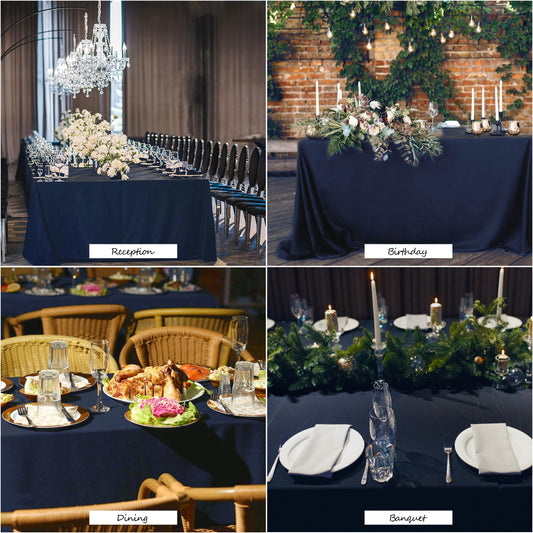 joybest 10 Pack Navy Blue Tablecloths 60x102 Inch Polyester Table Cloth, Stain and Wrinkle Resistant Washable Fabric Table Cover for Wedding, Party, Reception, Banquet, Dining