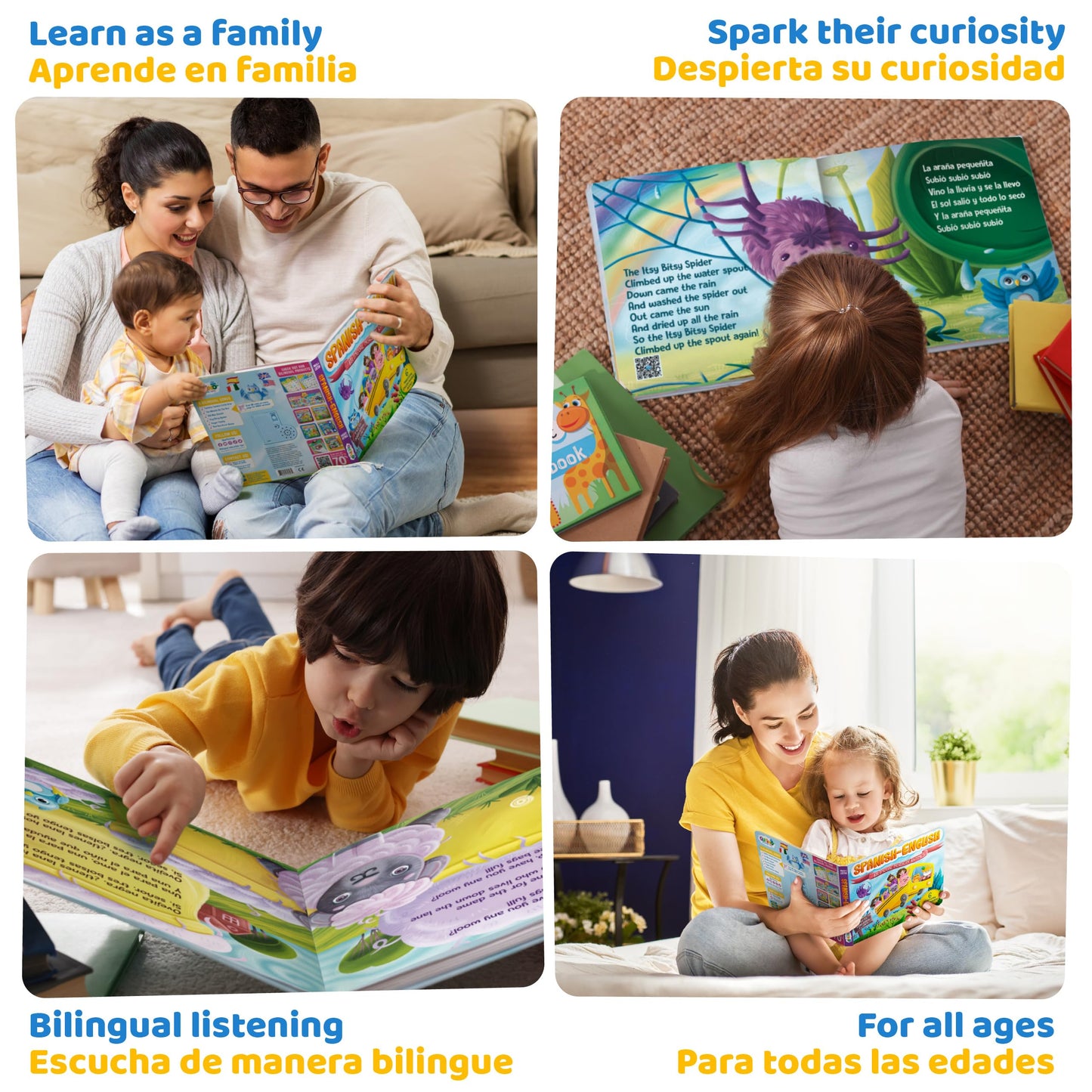 Bilingual Baby Books Spanish & English - Nursery Rhyme Books for Babies and Toddlers with Sound: Great Book to Learn Spanish for Kids, Award Winning Bilingual Sound Books Learning Toys by GUFINO