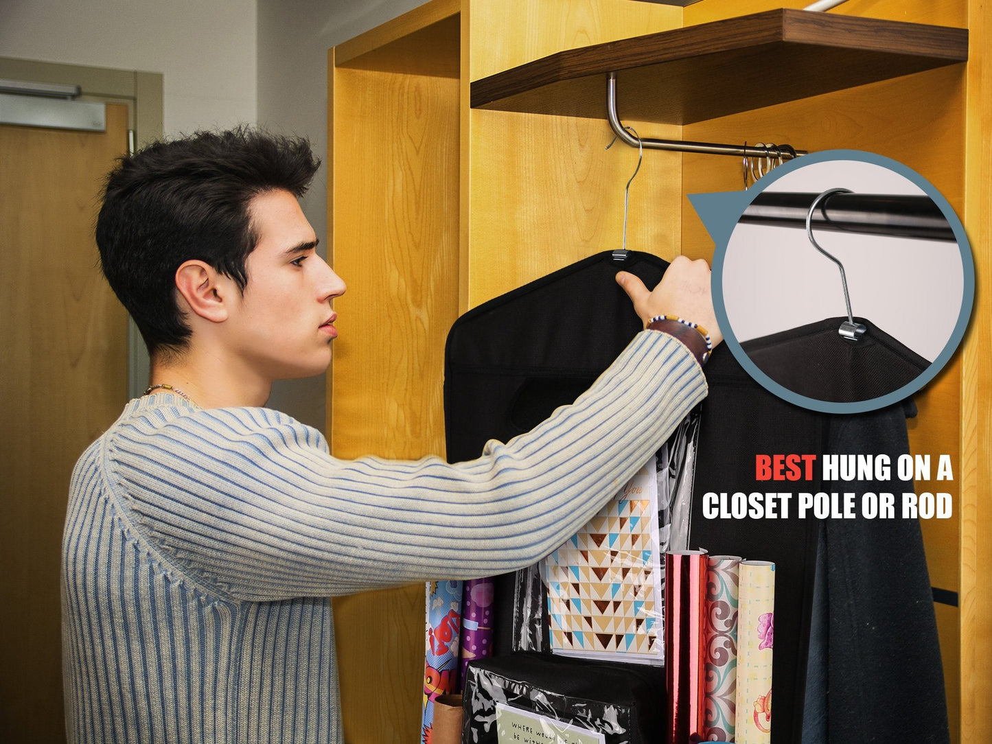 Regal Bazaar Double-Sided Hanging Gift Bag and Gift Wrap Organizer (Black)