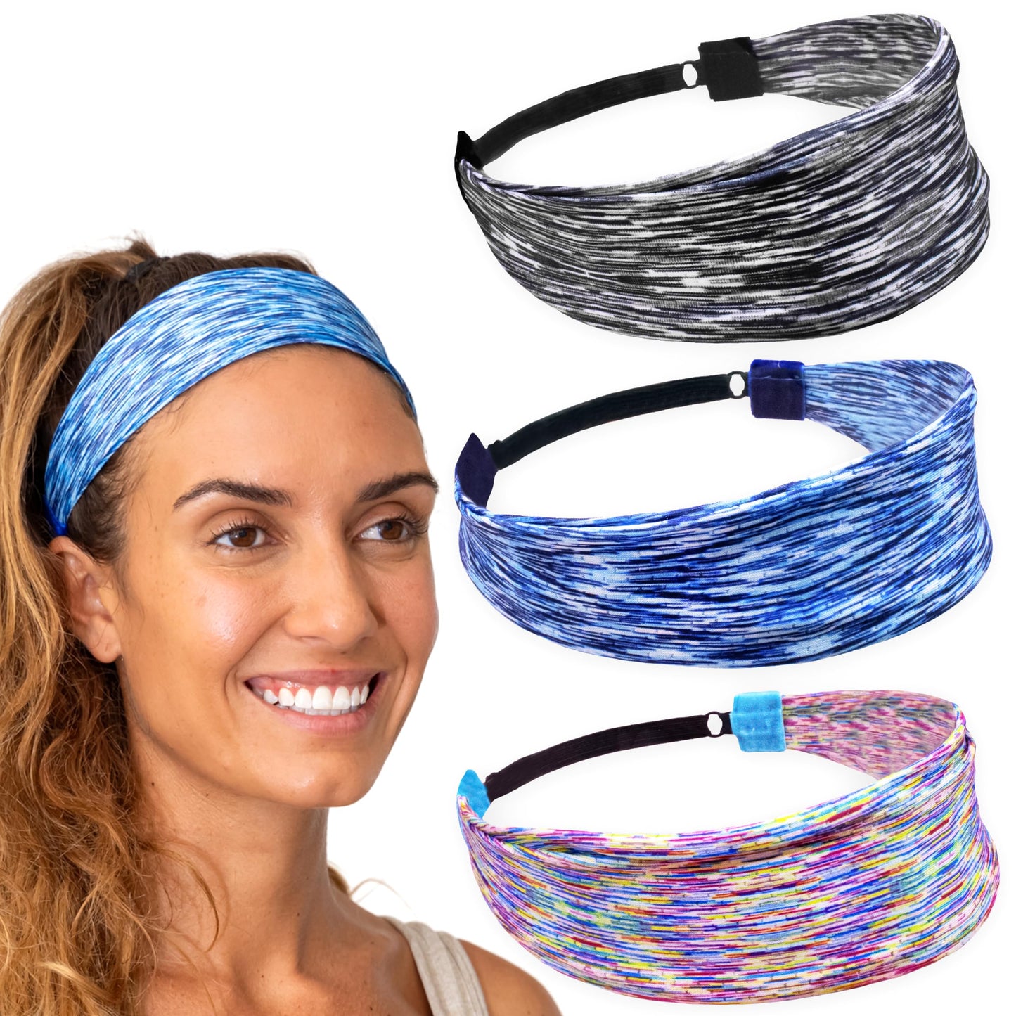 FROG SAC Sport Headbands for Girls, Adjustable Non Slip Athletic Sports Hair Bands for Women, Stretch Elastic Workout Mesh Headband for Yoga Running Exercise Soccer