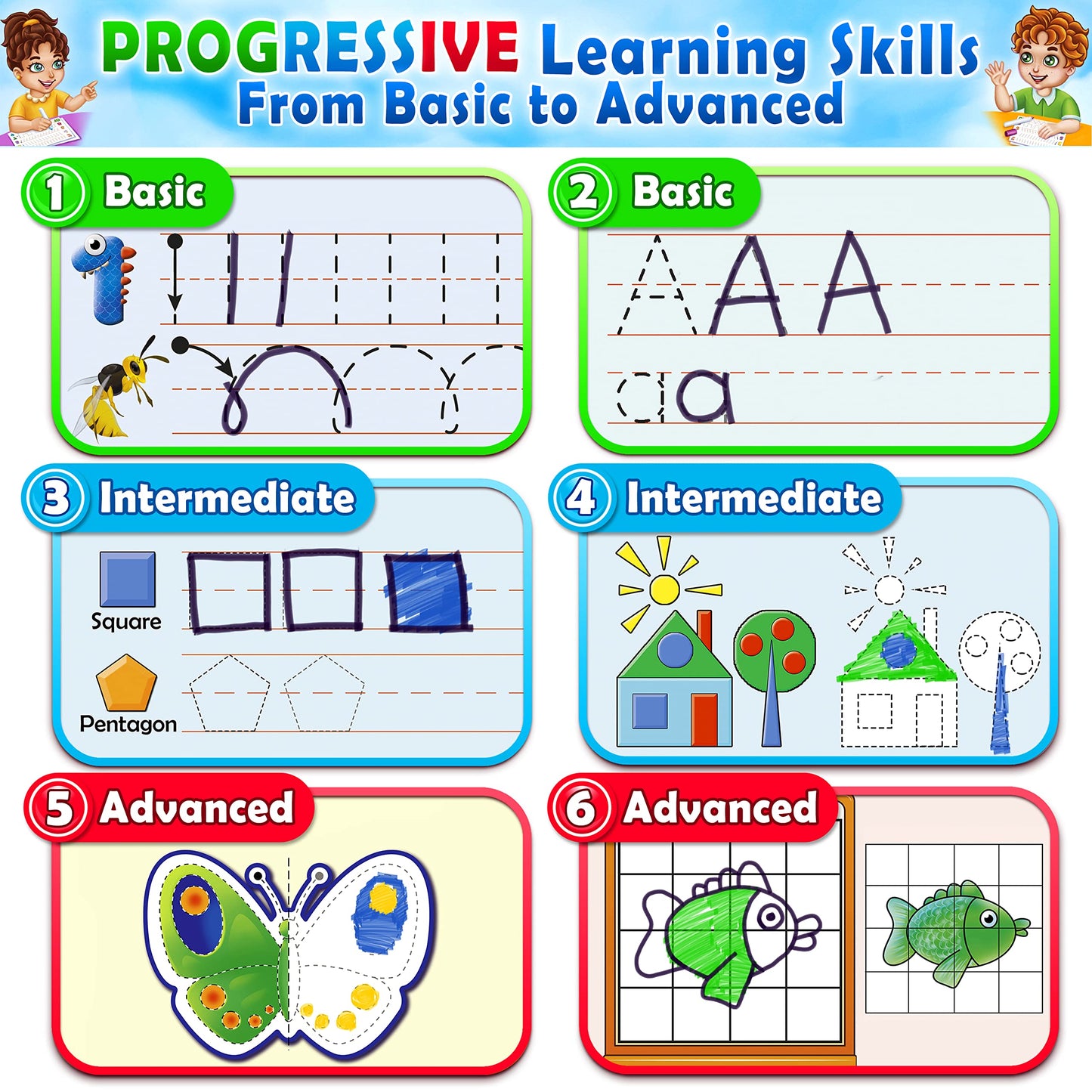 Curious 2 Learn Toddler Preschool Learning Activities | Handwriting Practice for Kids | Workbook Learning Resources| Tracing Kindergarten Workbooks | Busy Book | 4 Year Old Boy Birthday Gift | Blue