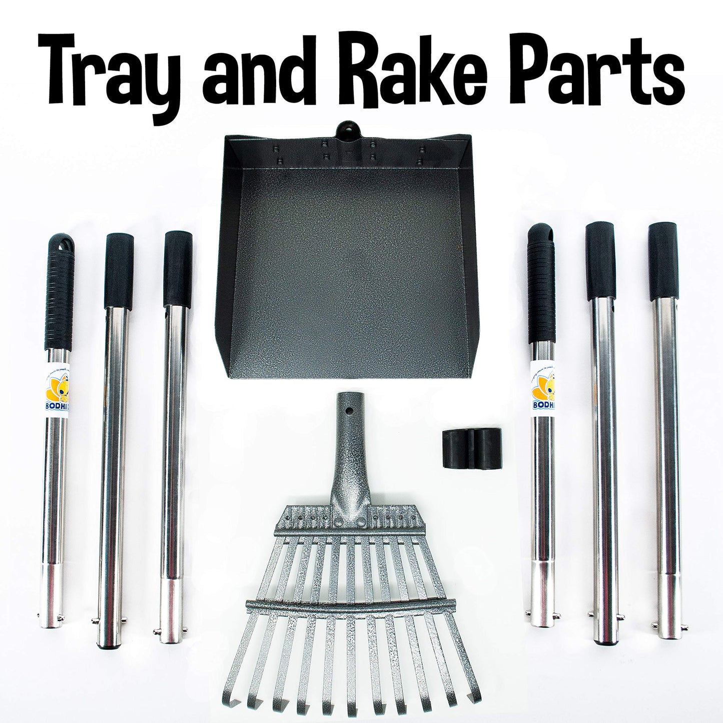 Bodhi Dog Pooper Scooper for Large Dogs - Heavy Duty Metal Poop Scoop w/Long Handle Tray & Rake - Dog Poop Scooper for Yard, Grass, Street, Gravel & Outdoor Areas - Pet Waste Cleanup Tool