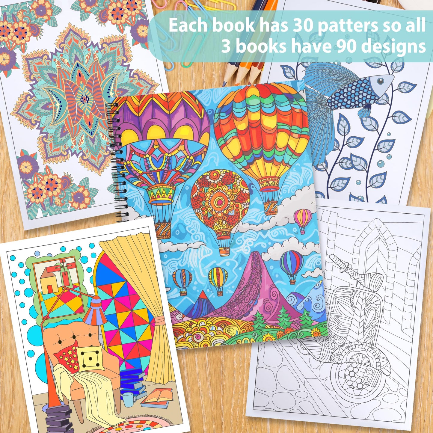 DreamWhirl Adult Coloring Books:Set of 3 Relaxing Adult Coloring Book with Animals, Flowers and Mandalas| Coloring Books for Adult to Relieve Anxiety