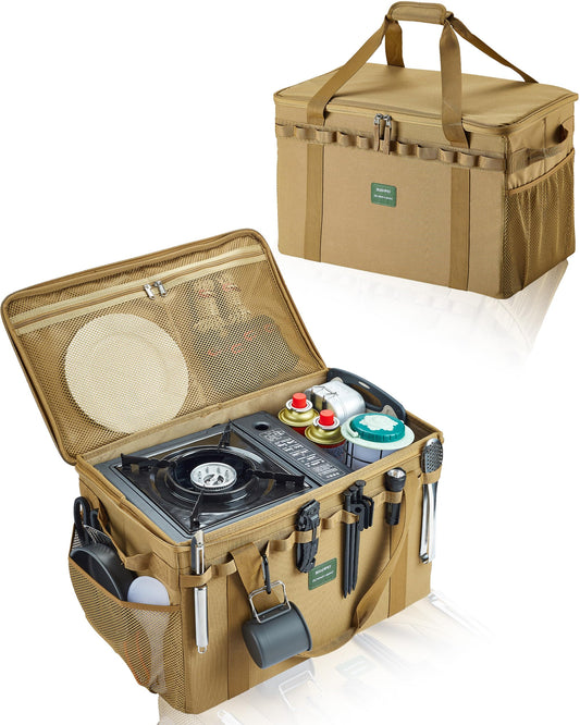 UPWOIGH Tactical Camping Storage Bag 40L – Heavy Duty Duffel with Waterproof Bottom, Collapsible Organizer with 2 Adjustable Dividers, 600D Oxford Fabric, Green Overlanding Gear