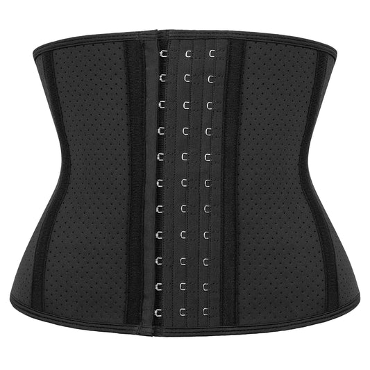 LUXURY-VITA Women Short Torso Waist Trainer Corset Trimmer 9 Steel Boned Tummy Control Body Shaper With Adjustable 3 Rows Of Hooks, Girdle For Women