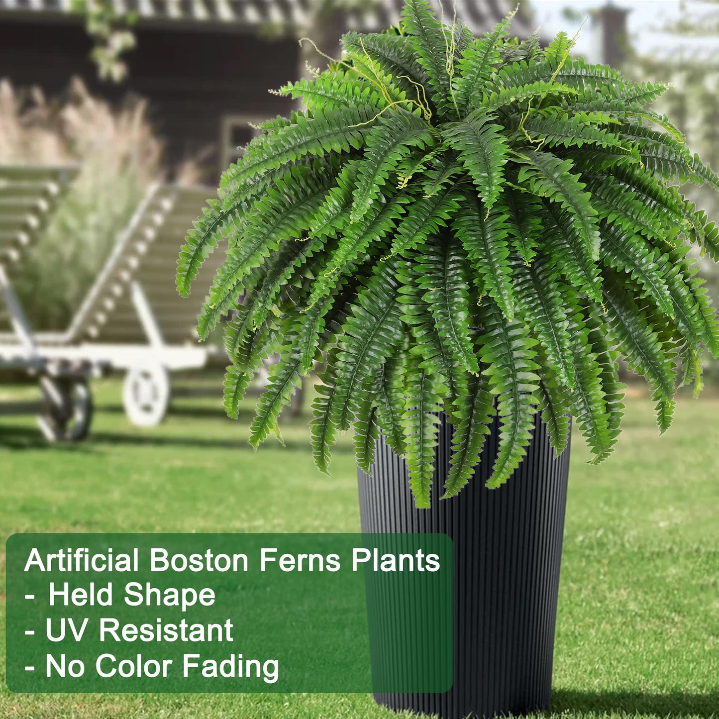 Dkaltm Single Silky Artificial Boston Fern Bush, 49Inch Large Artificial Ferns for Outdoors, Large Faux Ferns Artificial Plants,Suitable for Decorating Office, Living Room Faux Greenery,95Branches