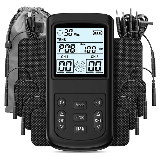 Graphtool 3-in-1 TENS Unit Muscle Stimulator, 28 Modes TENS Unit for Pain Relief， EMS Massage Machine, with 8 TENS Pads Muscle Massager