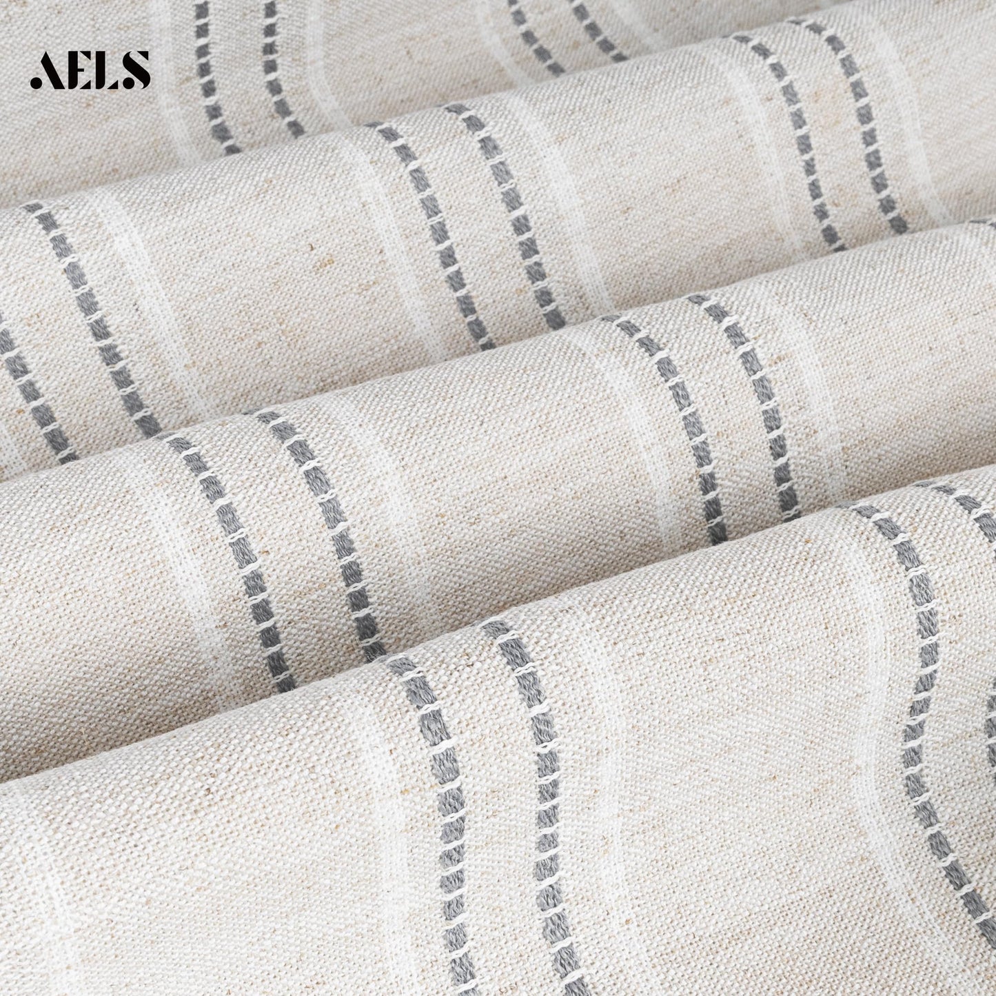 AELS Farmhouse Hanging Laundry Hamper with 2 Hooks, Boho Beige & Gray Stripes Laundry Bag with Zipper & Wide Open Top, Over the Door Organizer for Dirty Clothes, Washable Space Saving Storage