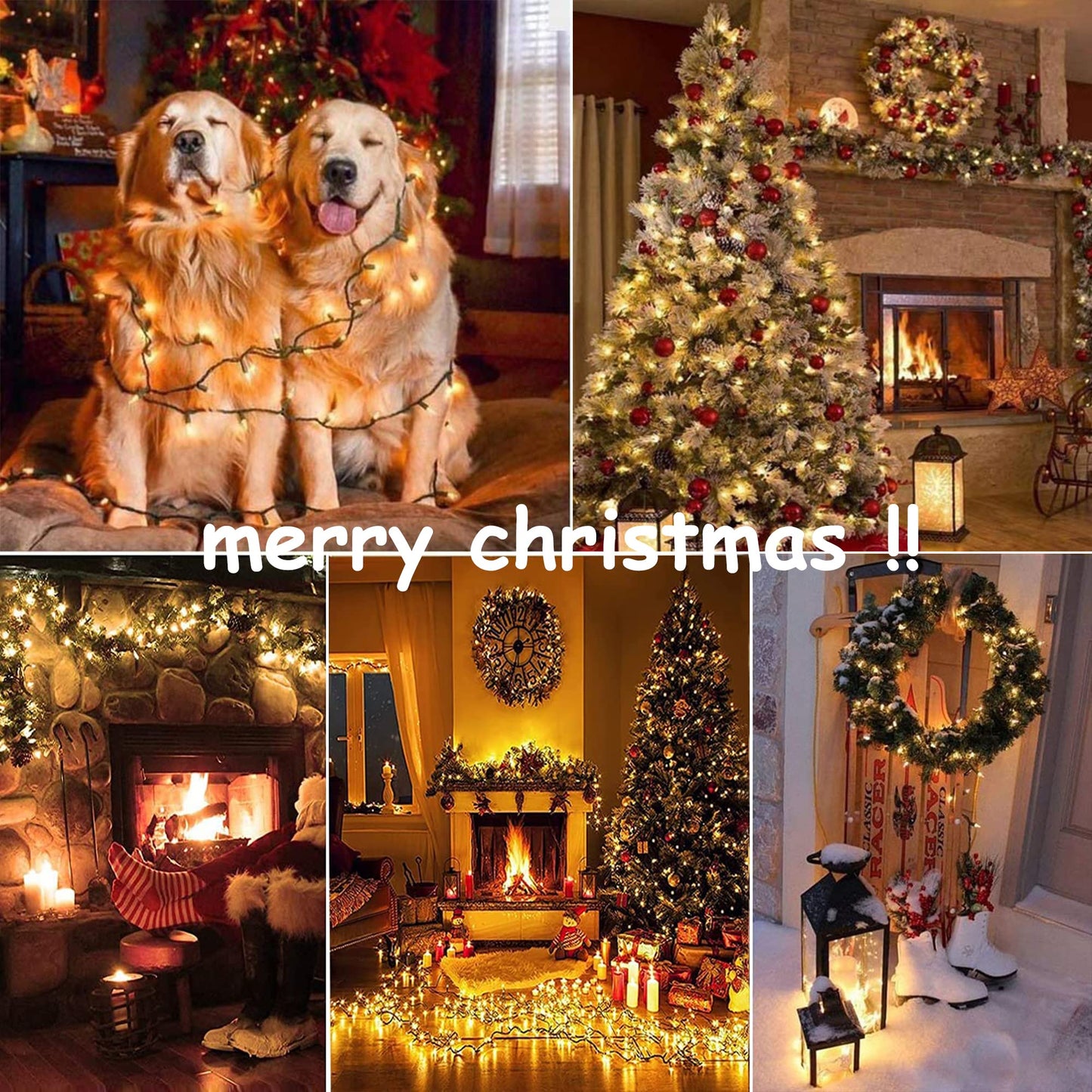 Hopolon Clear Christmas Lights Set 2PACK 50Count 13Feet Incandescent Bulb Mini String Lights for Indoor Christmas Tree Garland Birthday Wedding Festival Decor, Warm White