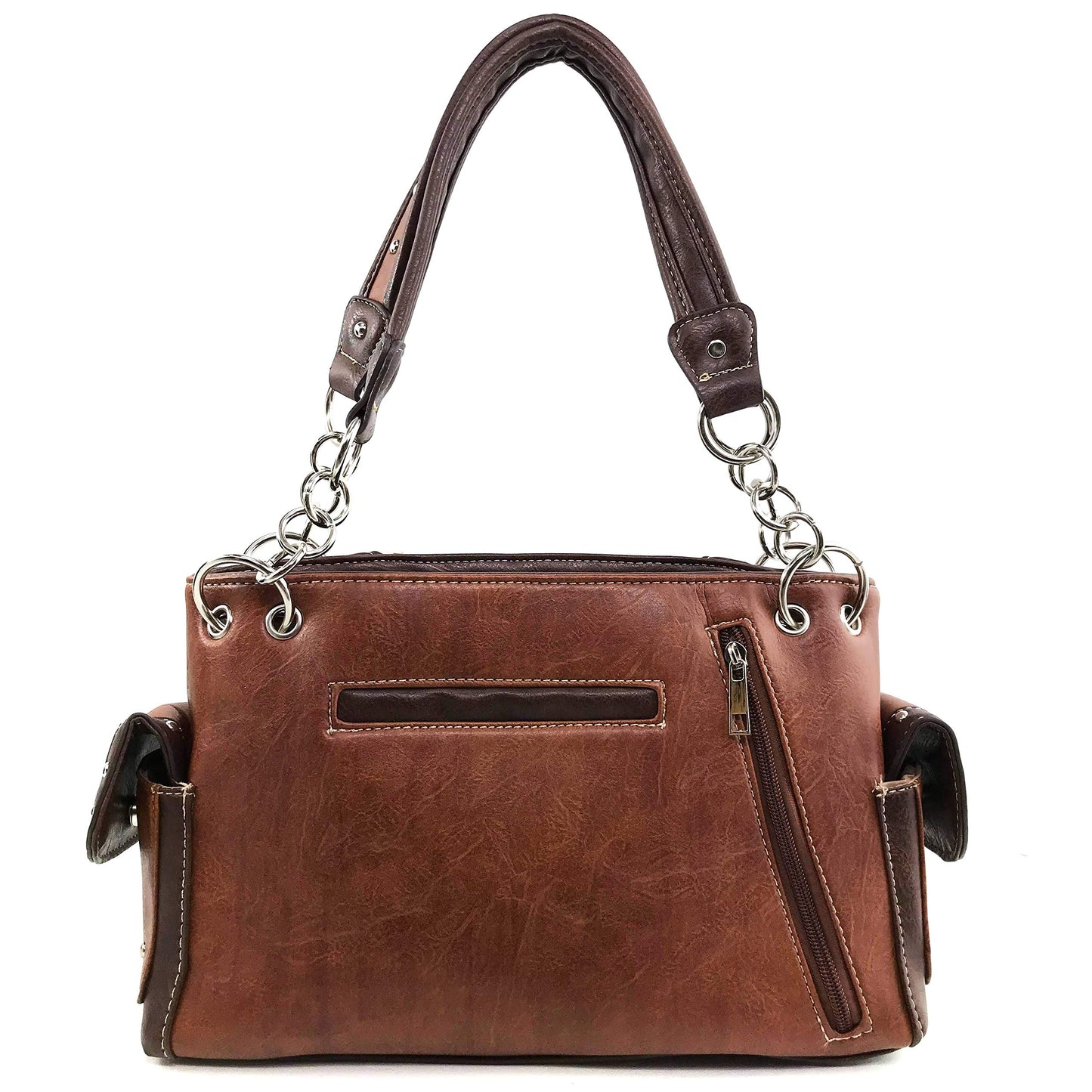 Zelris Faith Love Hope Cross Angel Wing Women Conceal Carry Handbag Wallet Set (Brown)