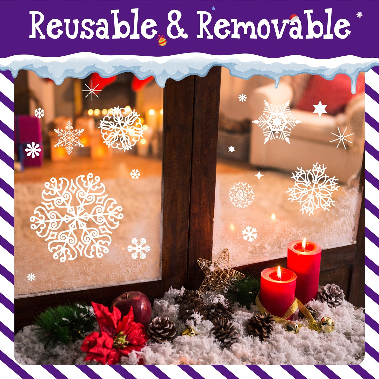 1000+ Double Sided Snowflake Window Clings, 30+ Designs Christmas Static Stickers Window Decoration Xmas Ornaments Reusable Winter Party Supplies New Year Decals for Winter Holiday (10 Sheets)