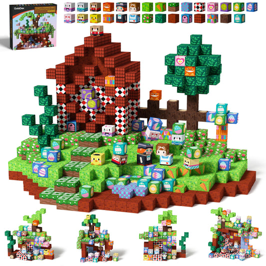 GobiDex 100PCS Magnetic Building Blocks Game-Based Build Magwonder Cave World with Magnet Construction Toys STEM Sensory Gift for Boys Girls Birthday
