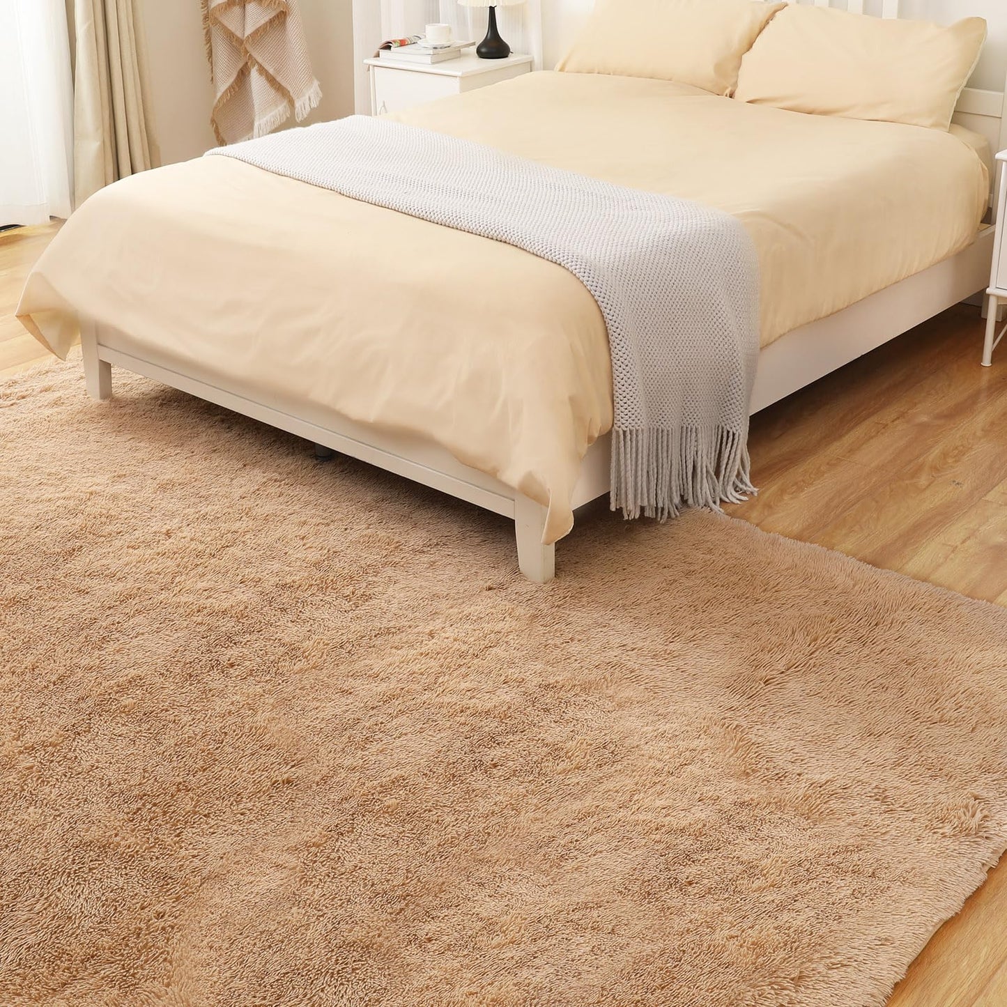Puremy Luxury Area Rug, 6x9 Rugs for Living Room, Ultra Soft Rugs for Bedroom, Non-Slip Indoor Carpet for Nursery, Kids Room, Playroom, Home Decor, Camel
