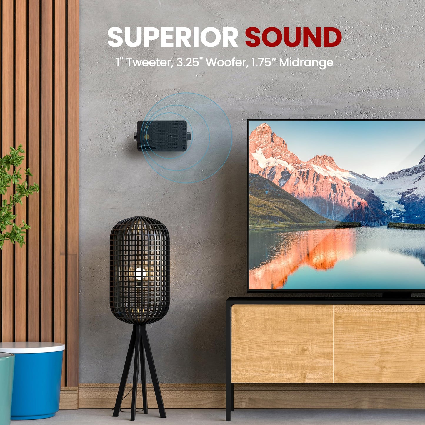 Pyramid 3-Way Indoor Outdoor Speaker System - 3.5 Inch 200W Pair of Mini Box Ceiling Wall Mount Speakers w/1" Tweeter, 3.25" Woofer, 1.75” Midrange - Home Theater Entertainment, PA System - 2022SX