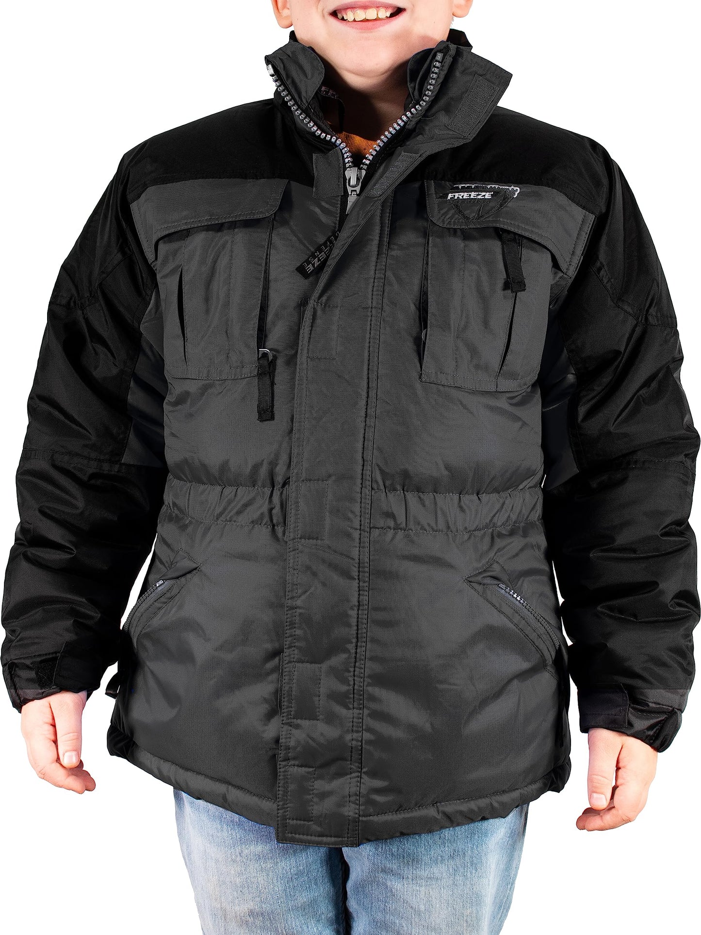 Freeze Defense Boys 3in1 Winter Coat Jacket Warm Parka w/Insulated Snow Vest (7-8, Gray)