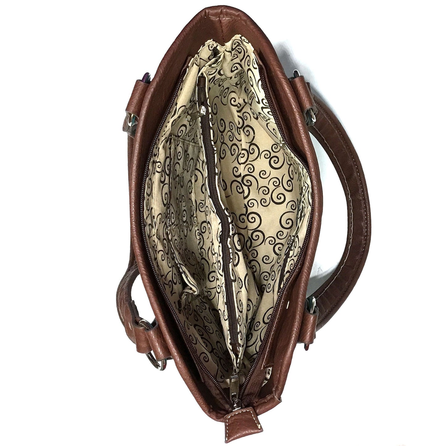 Justin West Western Floral Wing Embroidery Laser Cut Rhinestone Silver Cross Studded Shoulder Tote Handbag Purse (Purple Purse)