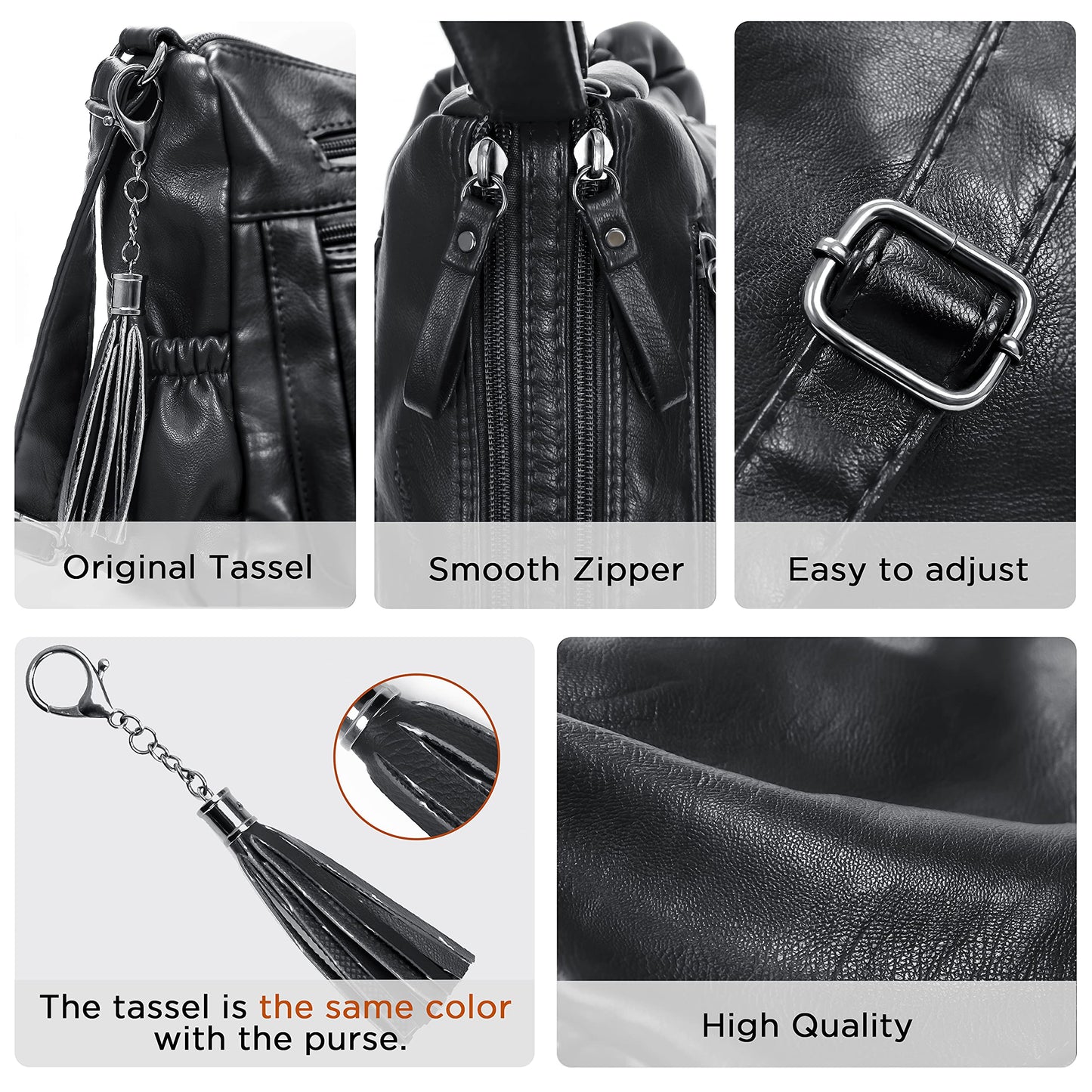 VOLGANIK ROCK Crossbody Bag for Women with Tassel Ladies Soft PU leather Purses and Handbag Pocketbooks