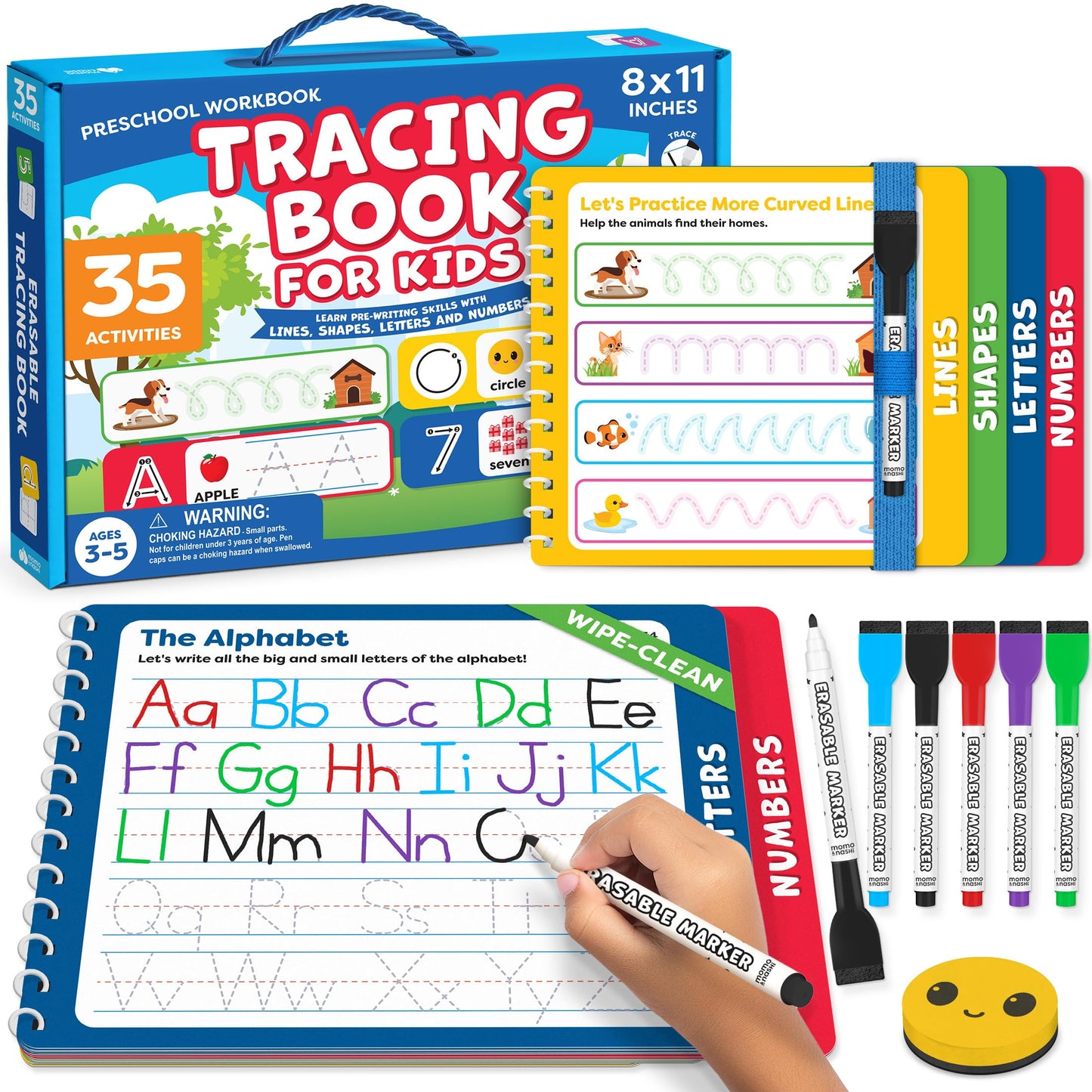 Preschool Learning Activities - Tracing Books for Kids Ages 3-5 - Toddler Handwriting Practice - Letter Tracing for Kids Preschool Kindergarten Workbooks 3-4, 4-5 - Learning Books - Summer Toys