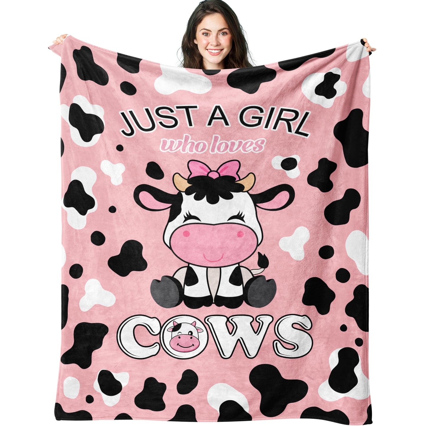 Cow Blanket Gifts for Girls Women Soft Flannel Cow Throw Blanket Birthday Gifts Decor Stuff 50" x 40"