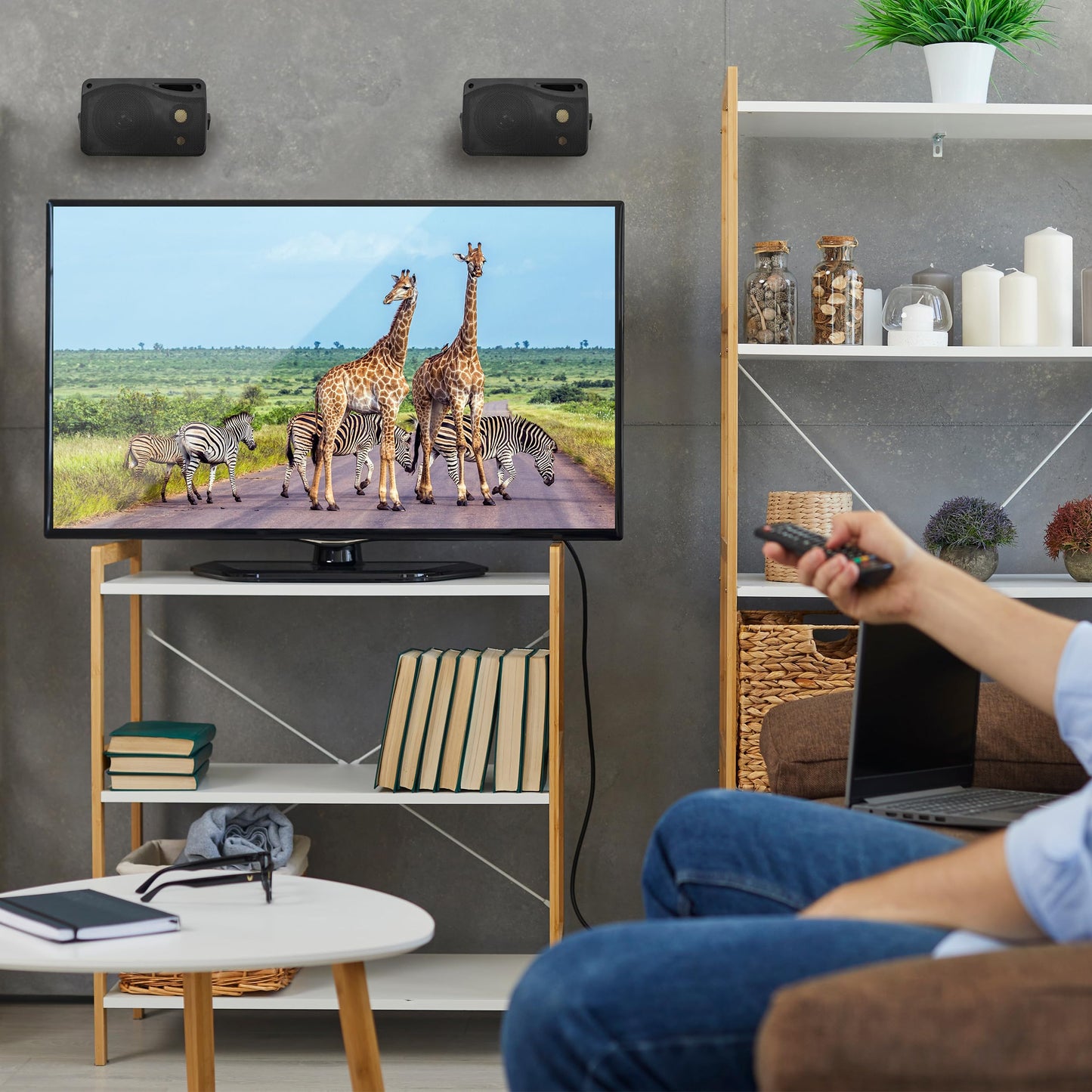 Pyramid 3-Way Indoor Outdoor Speaker System - 3.5 Inch 200W Pair of Mini Box Ceiling Wall Mount Speakers w/1" Tweeter, 3.25" Woofer, 1.75” Midrange - Home Theater Entertainment, PA System - 2022SX