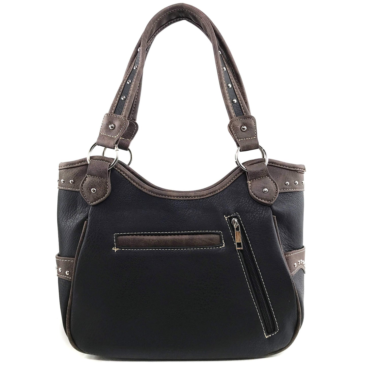 Zelris Western Cross Daisy Flower Women Conceal Carry Tote Handbag Purse Set (Colorful Black)