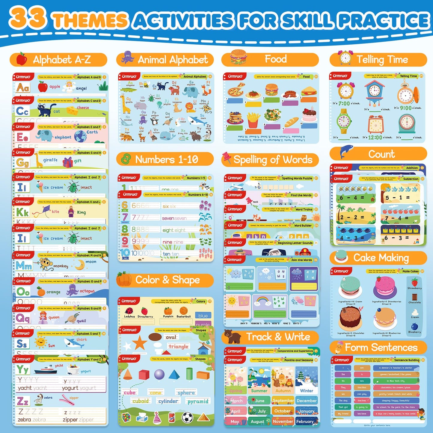 Preschool Learning Activities - Tracing Activity Books for Kids Ages 3-5 - Preschool Kindergarten Workbooks Age 3-4 - Toddler Handwriting Practice Alphabet Learning Educational Toys Gifts for Kids