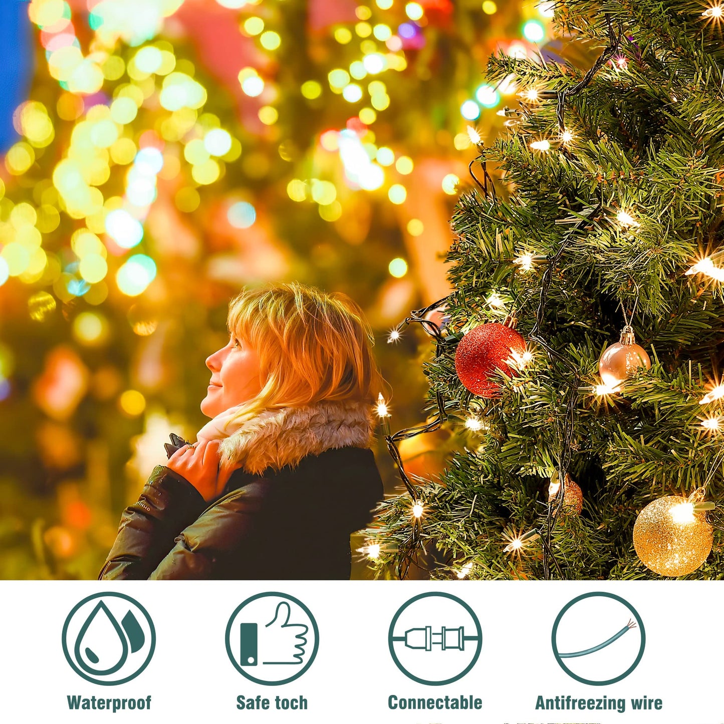 Hopolon Clear Christmas Lights Set 2PACK 50Count 13Feet Incandescent Bulb Mini String Lights for Indoor Christmas Tree Garland Birthday Wedding Festival Decor, Warm White