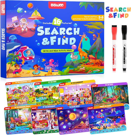 Search and Find Activity Books for Kids Ages 3-5, Toddler Travel Games Toys for Car Airplane, Road Trip Activities for Kids Games 4-8, Preschool Learning Activities, Educational Seek Birthday Gifts