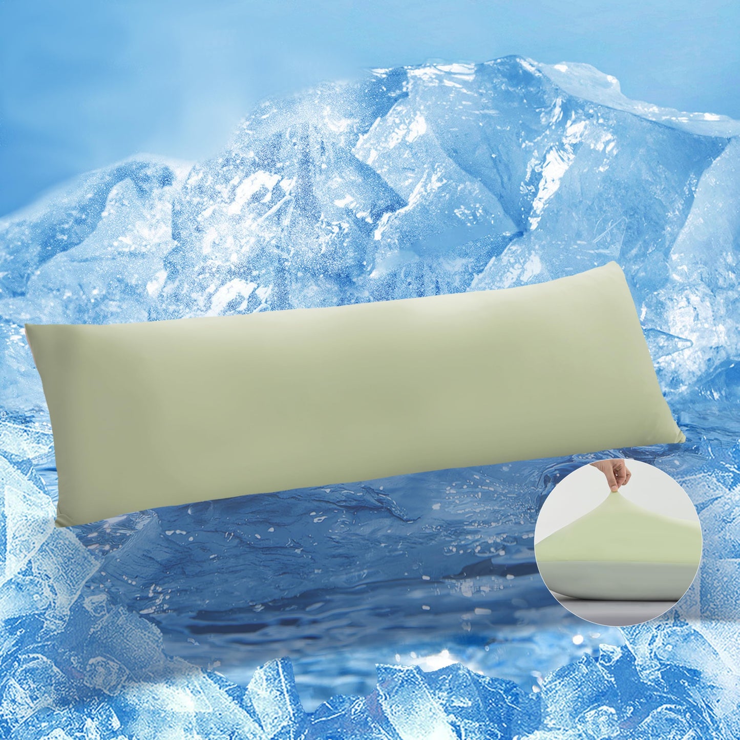 TELUS Cooling Body Pillow Case, Silky Soft Breathable Pillowcase with Envelope Close, Stay Cool All Night Pillow Cover for Hot Sleepers and Night Sweats, 20x54 Inch, Green